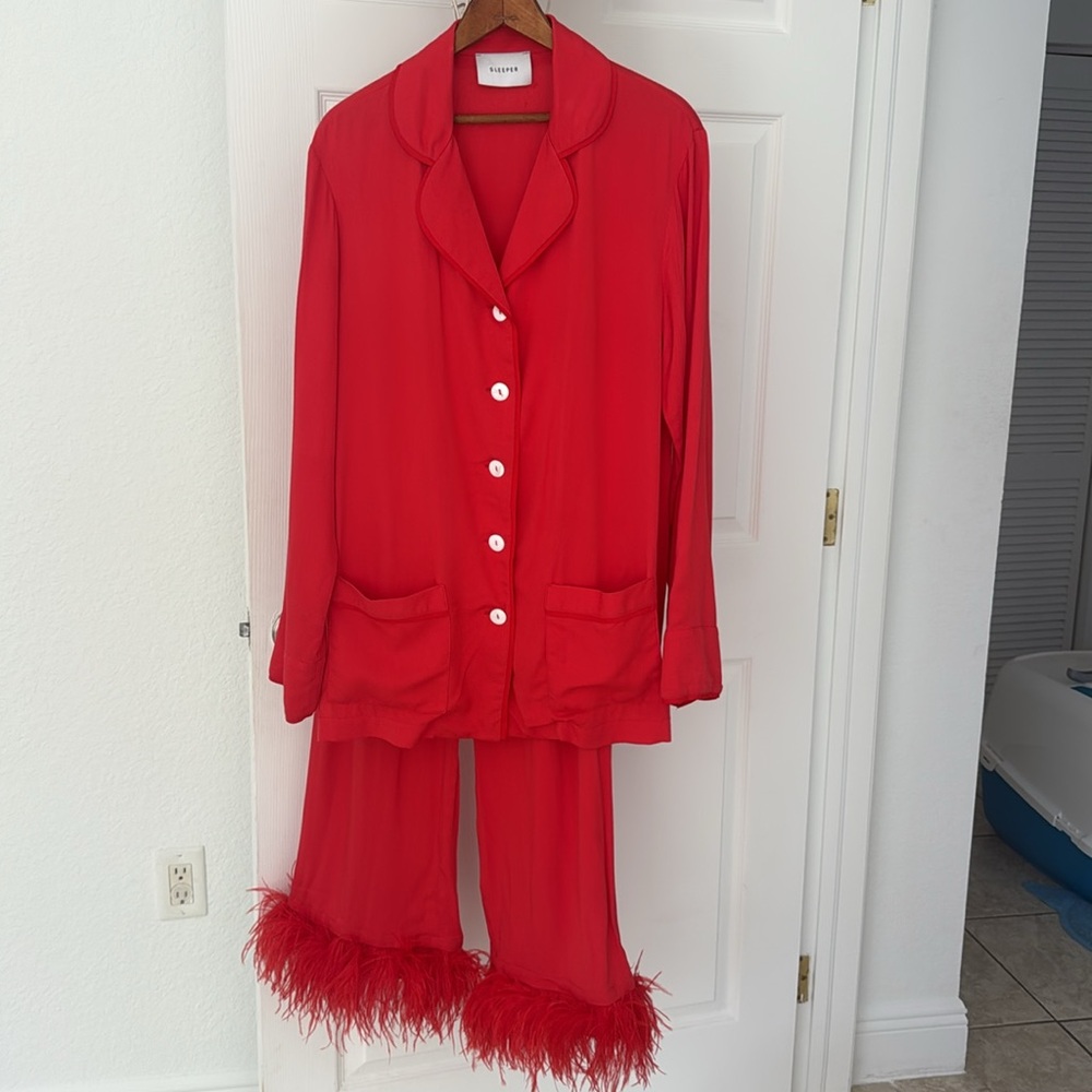 Sleeper ostrich feather PJ set